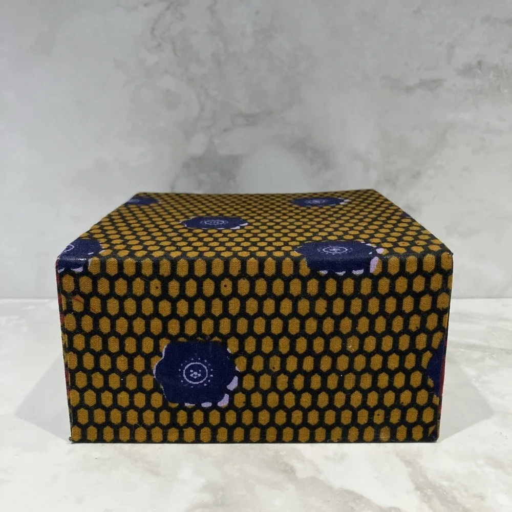 Fabric Keepsake Gift Box Geometric Boho Print Purple Red Gold Velour Lining  6